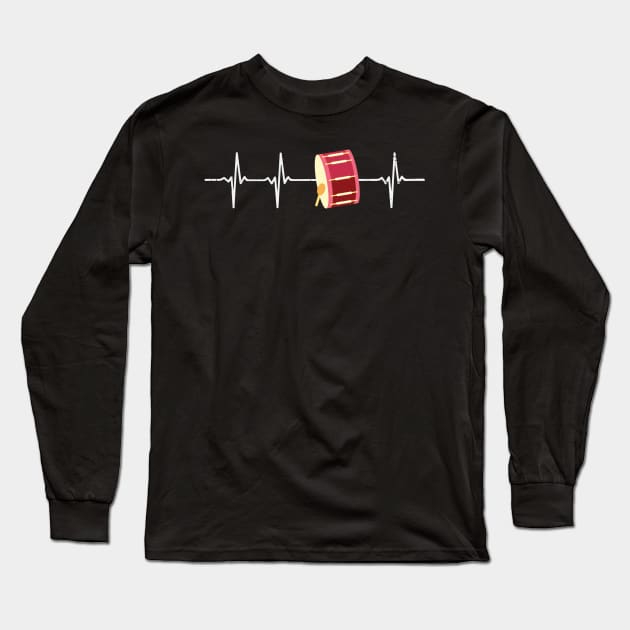 Marching Bass Drum Heartbeat Drummer Gift Long Sleeve T-Shirt by Dolde08